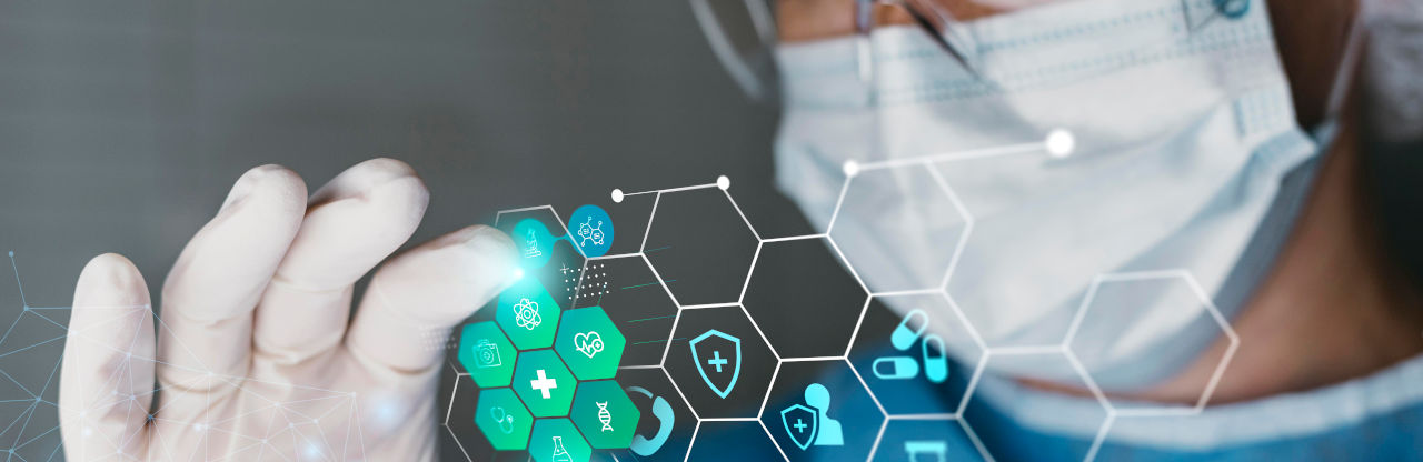 Pharmaceutical expert interacting with technology